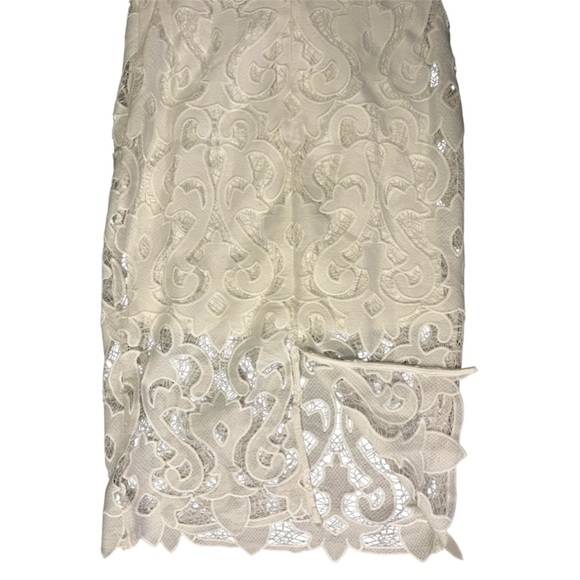Bardot Lina Dress Women’s Medium White Elegant Fitted Lace Sheath Midi Skirt - Picture 3 of 9